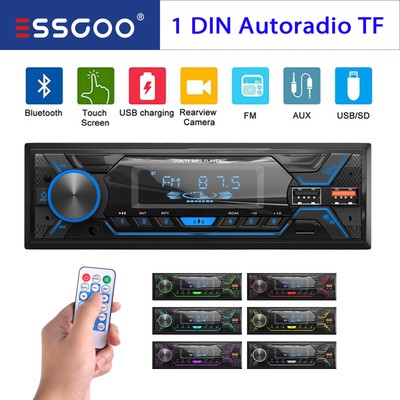 Single 1DIN Autoradio MP3 Player mit FM Bluetooth Freisprech 7 Farben USB Aux