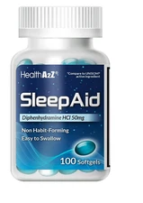 HealthA2Z Sleep Aid | Diphenhydramine HCl 50mg | 100 Softgels | Supports Deeper