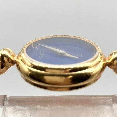 GUCCI 2700L Gold Quartz Blue Dial Women's Bangle Watch Japan