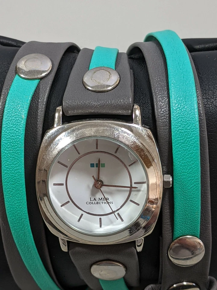 La Mer белый циферблат серебристого тона круглый корпус 31 мм синий серый надежном ремешке часы 22 дюйма - Изображение 2 из 4