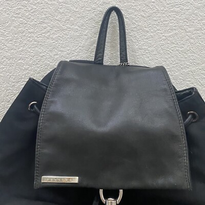Vintage PERLINA Black Nylon & Leather Drawstring Backpack | eBay display picture 2
