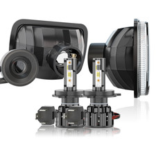 Pair Black 7x6 5x7 LED Headlights for Toyota Tacoma Celica Pickup Nissan Sentra