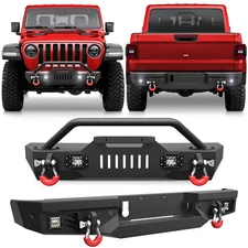 Steel Front /Rear Bumper For 2020-2025 Jeep Gladiator JT W/Winch Plate & Lights