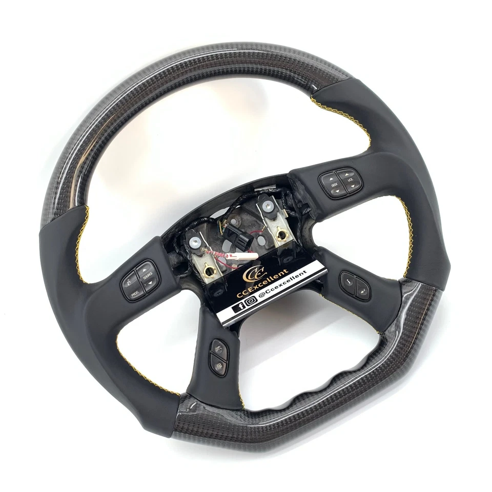 Volante de fibra de carbono real Hummer H2 Gmc Yukon silverado 2003-2007 - Imagem 2 de 4