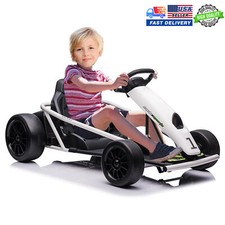 24V Kids Ride on Go Kart 8MPH High Speed Drifting Car 155LBS 2x300W Motor White