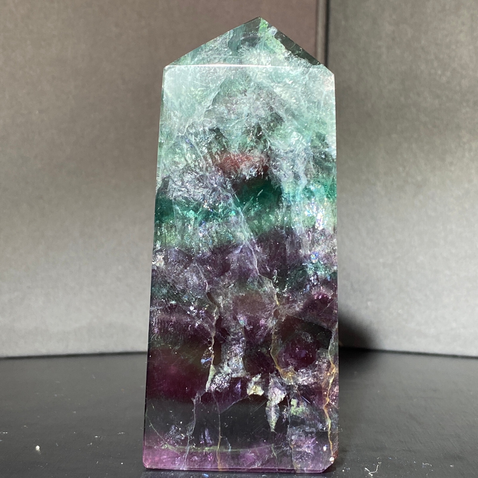 154g Natural Fluorite Crystal Obelisk Tower Wand for Energy Healing