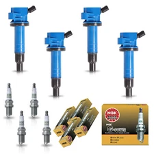 4 Blue Ignition Coil & 4 NGK Platinum Spark Plug for Toyota RAV4 2001-2003 2.0L