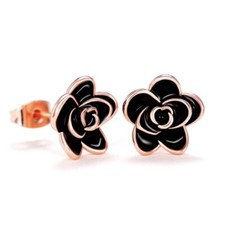 Rose flower stud earrings for women rose gold color