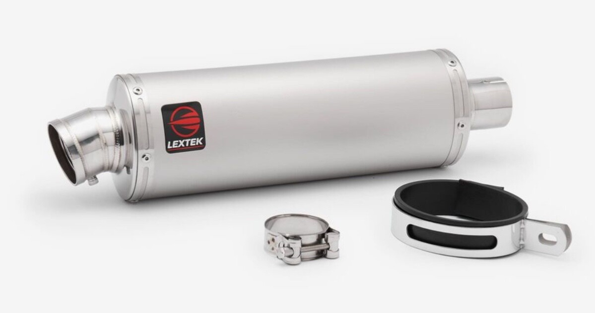 LEXTEK OP1 Matt Stainless Steel Road Legal 51mm Slip On End Can Exhaust Silencer