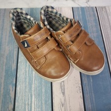 Nautica Kids Youth Toddler Shoes 10 Chestnut Brown Hook and Loop Straps Leather