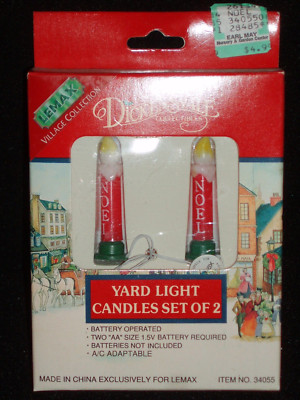 LEMAX Dickensvale YARD LIGHT CANDLES SET of 2 34055 VILLAGE COLLECTION 1993 NIP