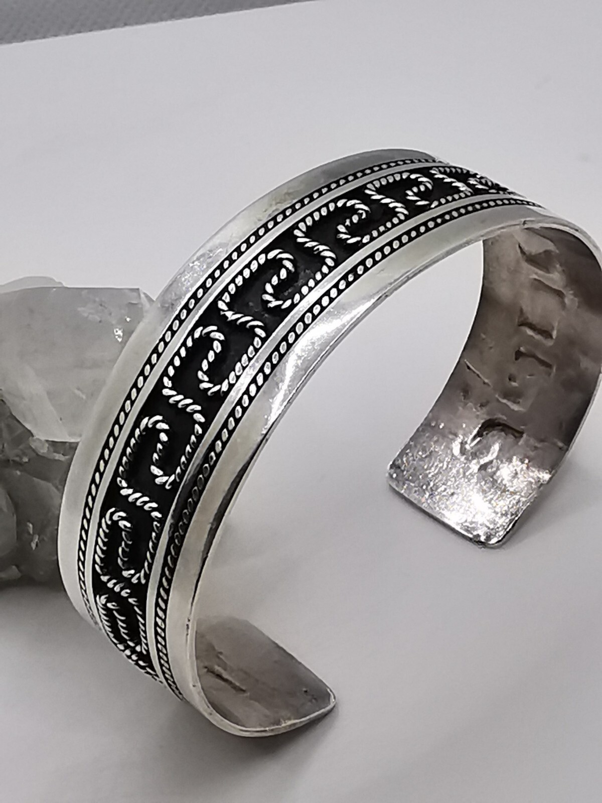 Stylish Patterned Bangle 1000 Hallmarked Silver H… - image 2