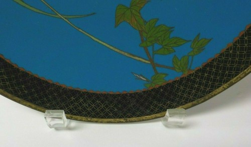 19th C. Japanese Cloisonne Enamel 11" Charger, Bird in Flight - Picture 2 of 12