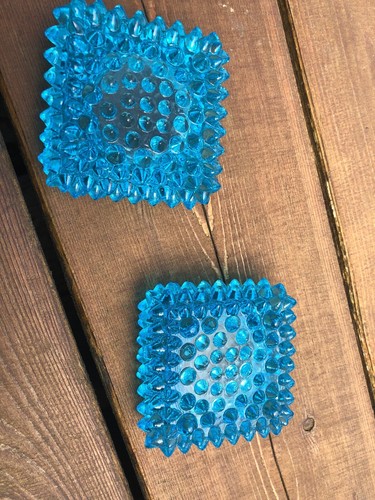 Par de portavelas vintage azul cristal azul turquesa 3x3 - Imagen 4 de 4