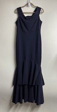 Quiz Navy Blue Dress Size 10 V-Neck Long Maxi Prom Ballgown Evening Dress New