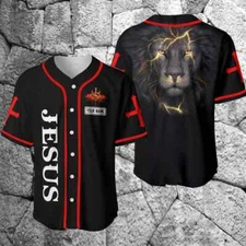 Custom name  Jesus Lion Christian Gift Baseball Jersey AOP Full Size S-5XL