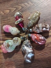 Christmas Tree Glass Ornaments Set of Soviet New Year's Decorations USSR Vintage