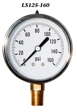  Pressure Gauge 0-160 PSI, Liquid Filled 2.5” Stainless Steel  1/4"  NPT LM