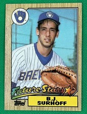 1987 Topps #216 B.J. SURHOFF Rookie RC Milwaukee Brewers NICE CARD!!!. rookie card picture