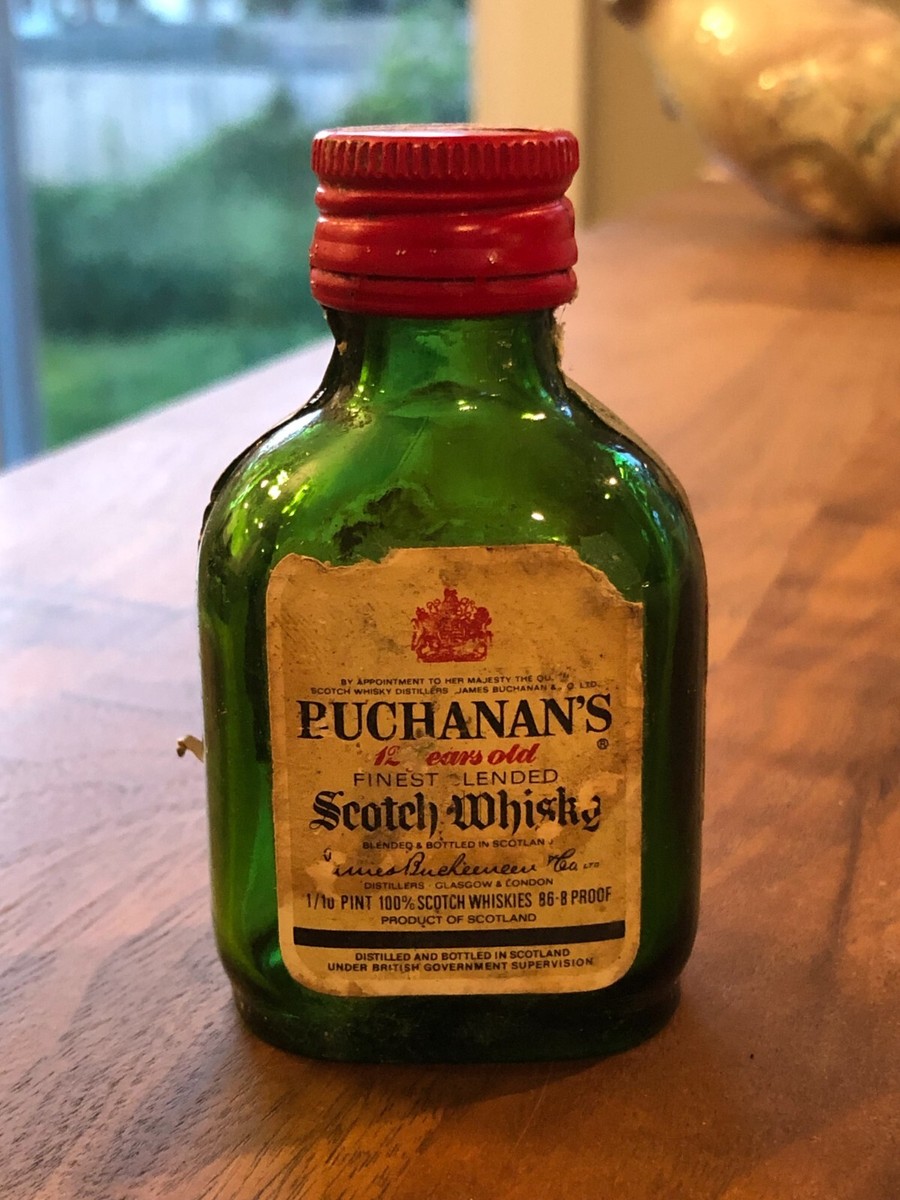 Vtg Buchanan's Miniature Green Scotch Whiskey Bottle 1/10th