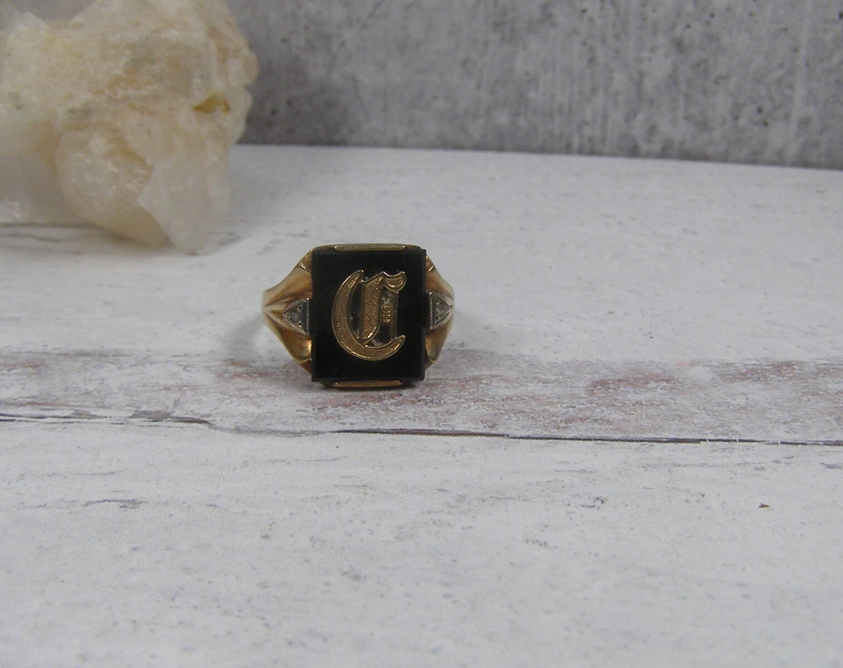 Ebay mens gold signet rings outlet