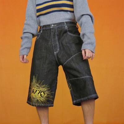 Vintage NBA Los Angeles Lakers Shorts UNK Denim Baggy Basketball Retro 90er