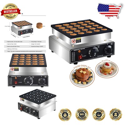 Stainless Steel Mini Pancake Maker - Bakes 25 Mini Dutch Poffertjes in Minutes