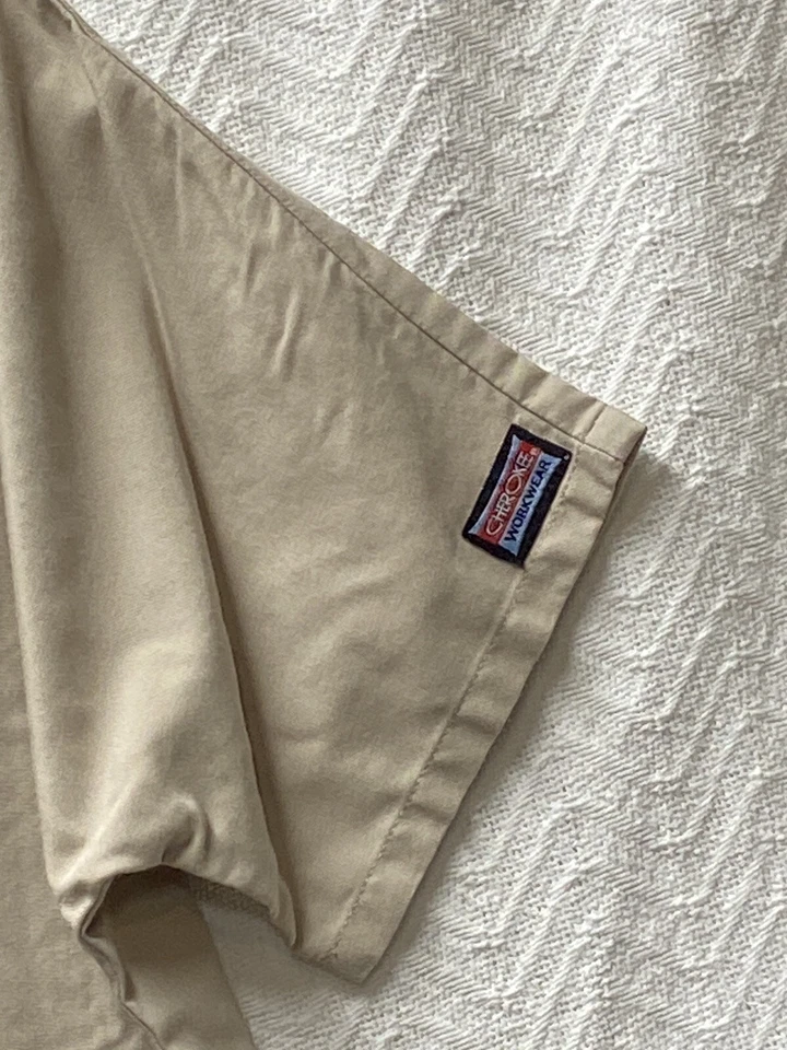 Cherokee Workwear Khaki Tan Size XS V-Neck Scrub Top Style 4700 - Image 2 of 4