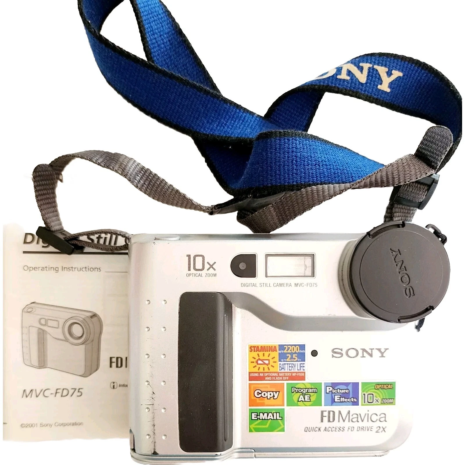Sony Digital Still Camera FD Mavica MVC-FD75 10x Zoom No Battery Vtg 2001
