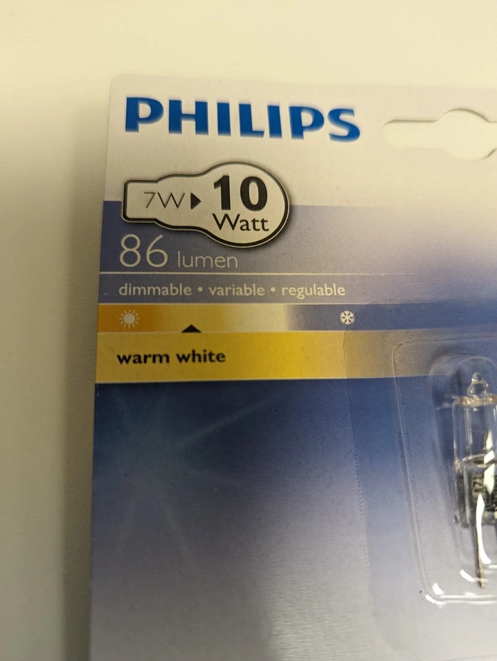 Philips 7w (10w), 86 Lumen, Dimmable, Warm White, Halogen G4 Capsule Bulbs (2x) - Image 4 of 4