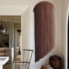 Macrame Boho Wall Decor - Pink Yarn Wall Hanging, 20" Circle Hoop