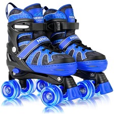 Mermaid 4 Size Adjustable Light up Roller Skates for Girls, Purple Blue Skate...