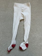 Baby Girl’s Primark Cream & Red Tights - Size 6-9 Months