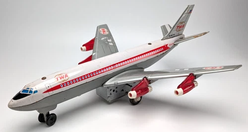 J-4916 Tin Bat Op TWA Boeing 707 Plane | Tinplate | Marx Vintage