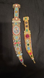 Pair of Vintage Beaded Daggers with Sheaths ceremonial knifes