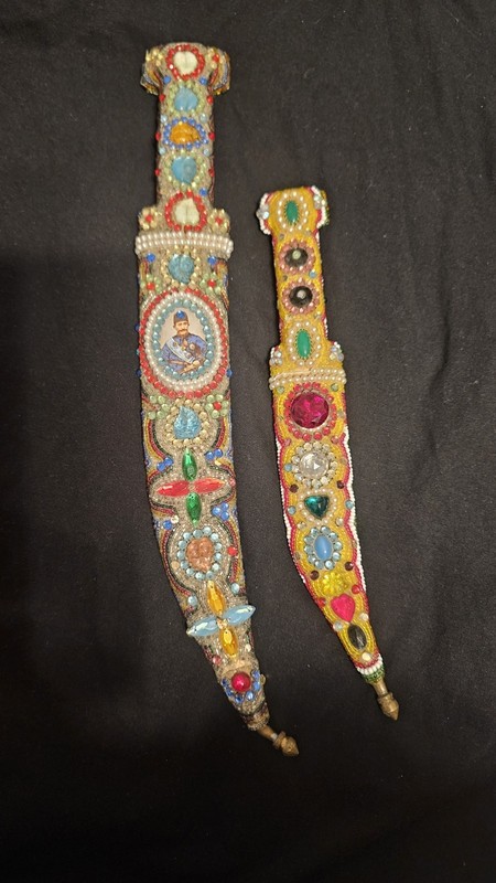 Pair of Vintage Beaded Daggers with Sheaths ceremonial knifes