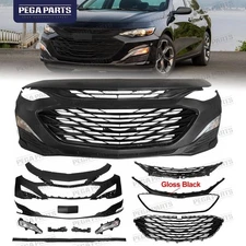 For 2019-2025 Chevy Malibu Front Bumper Grille Assembly w/Fog Light Glossy Black