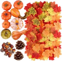 KüNstliche KüRbisse Set 100 StüCk Mit Tannenzapfen HerbstbläTter Eicheln