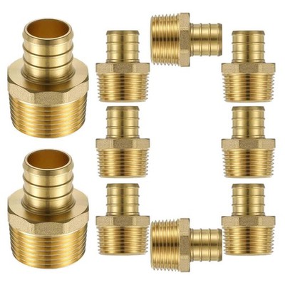 10 Pack 3/4 NPT to 1/2 PEX Fittings Adapter F1807 to 3/4 NPT Male Threaded Brass