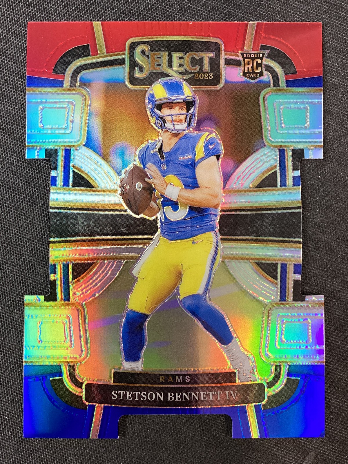 2023 Panini Select #55 Stetson Bennett IV LA Rams Red & Blue Prizm Die-Cut RC