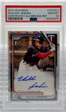 2024 Bowman Walker Jenkins Chrome Prospect Autographs Mini-Diamond #/100 PSA 10