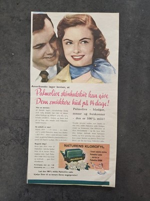 PALMOLIVE Seife Danish Clipping 1954 Vintage Werbung Werbung G423