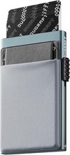 Metal Slim Pop-Up Wallet RFID Blocking Card Holder Grey Money Pocket Men Premium
