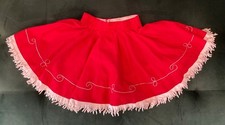 J Bar T Western Wear Red Skirt Fringe Girl Size M 4/5 Halloween VTG Cowgirl