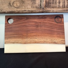 Handmade Walnut Cutting Charcuterie Board With Epoxy Resin Detail 15.5 x 10