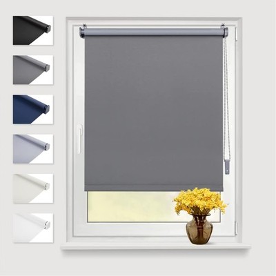 Verdunkelungsrollo Thermo 50x160cm Grau Klemmfix Fenster Tür Kordelzug