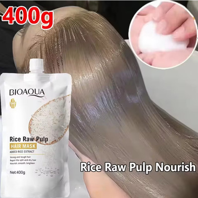  Bio aqua Rice Raw Pulp Hair Mask   5 Sec Repair for Smooth, Silky Hair 