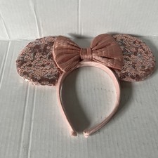 Disney Parks Rose Gold Sequined Minnie Mouse Ears And Bow Headband