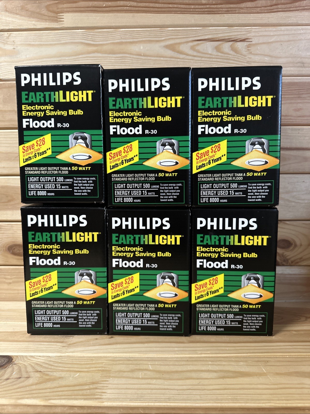 Lot of 6 - PHILIPS EARTHLIGHT Energy Saving Bulb Flood R-30 - NEW
