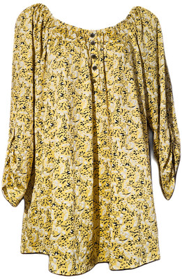 NOTATIONS  Women Yellow Floral Top Size 1X 3/4 Sleeve